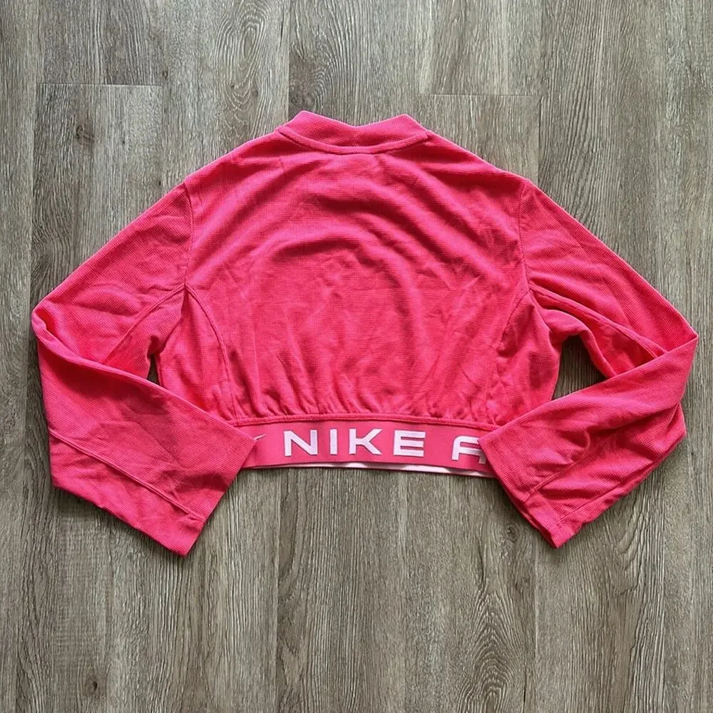 Nike Air Cropped‎ Waffle Knit Long Sleeve Shirt Pink Girls XL Mock Neck